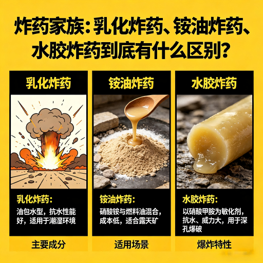 双牌炸药家族：乳化炸药、铵油炸药、水胶炸药到底有什么区别？